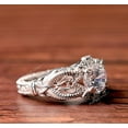 thumbnail image 3 of Vintage Openwork Filigree Ring, Women's Antique Solitaire Diamond Engagement Ring, Milgrain Ring, Engraved Shank Wedding Ring, 1.9 Ct Simulated Diamond, 925 Sterling Silver, 3 of 5
