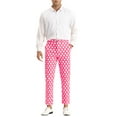 thumbnail image 2 of INSPIRE CHIC Polka Dots Printed Pants for Men's Regular Fit Flat Front Trousers Pink 32, 2 of 4