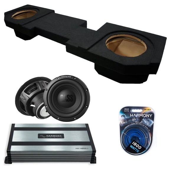 Harmony Audio Alpine fits 02-18 Dodge Ram Quad Crew Cab Truck W12S4 Dual 12" Subwoofer 500W Sealed Sub Box | HA-A800.1 Amplifier, 4GA Amp Kit