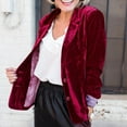 thumbnail image 5 of Dezsed Women's Button Front Velvet Blazer Women Cozy Retro Long Sleeve Velvet Solid Buttons Pokets Jacket Cardigan Loose Coat Top Wine M, 5 of 8