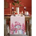 thumbnail image 3 of Table Runner 72 Inches Long for Kitchen Dining, Pink Snowman Christmas Dresser Scarf Farmhouse, Dining Table Decorations for Wedding/Parties, Xmas Tree Winter Snowflake Pink 13 x 72 In, 3 of 9