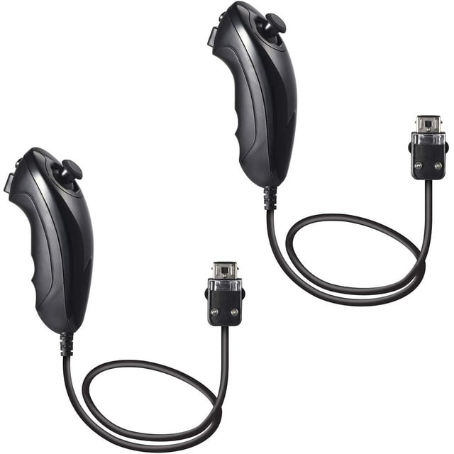 Wii Nunchuck Controller,2 Pack Nunchuk Controllers Replacement Remote Joystick Gamepad Controller Compatible with Wii Wii U Console(Black)