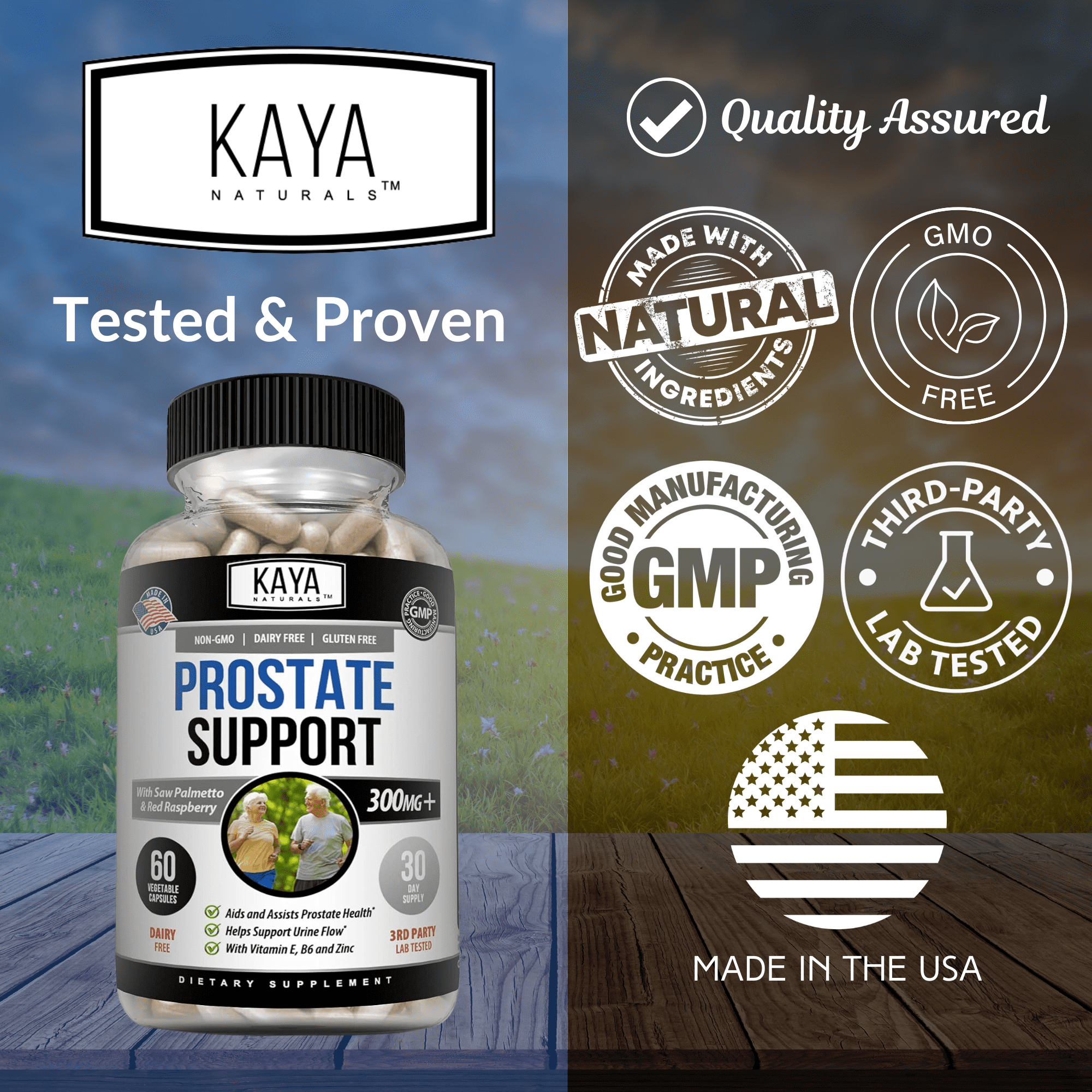 Kaya Naturals Prostate Support | Potent DHT Blocker for Hair Growth, Promote Sleep, Beta Blocker to Reduce Frequent Urination, Support Bladder Emptying & Stamina Supplement (180 Capsules)