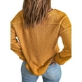thumbnail image 4 of HUBERY Women Button Up V Neck Spliced Long Sleeve Ribbed Solid Color Knitted Top, 4 of 5