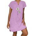 thumbnail image 2 of FcBaudy Robes d'Été pour Femmes, Robes pour Femmes, Jupe pour Femmes Mode Féminine Ample Loisirs Col en V Manches Courtes Robes d'Été Robe pour Femmes, 2 of 5