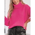 thumbnail image 7 of CUPSHE Women's Classic Cozy Hot Pink Turtleneck Oversized Sweater,Sizes XS-XL, 7 of 7