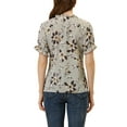 thumbnail image 4 of INSPIRE CHIC Women's Blouse Floral Ruffled Short Sleeve Ruffle Neck Casual Blouses S Grey, 4 of 7