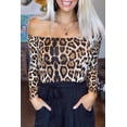 thumbnail image 1 of Women's Long Sleeve Off Shoulder Leopard Bodysuit, 1 of 14