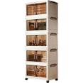 thumbnail image 2 of 5-Tier Stackable Storage Cabinet with Doors and Wheels, Storage Bins with Lids, Collapsible Plastic Storage Cabinet Foldable Closet Organizer, 2 of 8