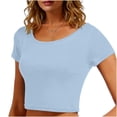 thumbnail image 2 of fheaev Crop Top for Women Short Sleeve Slim Fit Tight Casual Summer Going Out Tee, 2 of 5