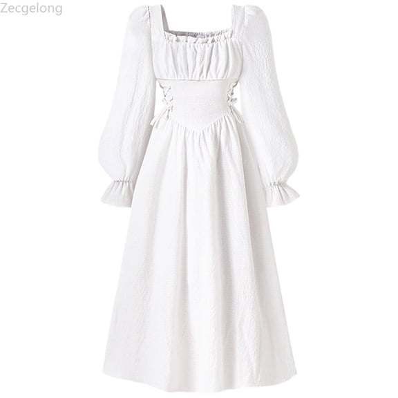 Zecgelong Girls Fall Long Sleeve Maxi Dress A-Line Flowy Formal Wedding Guest Dresses Size 8-9 Years White