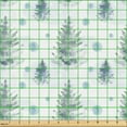 thumbnail image 2 of Ambesonne Jungle Fabric by the Yard Upholstery, Winter Themed Snowy Forest, 5 Yards, Sea Blue Cadet Blue and Ivory, 2 of 5
