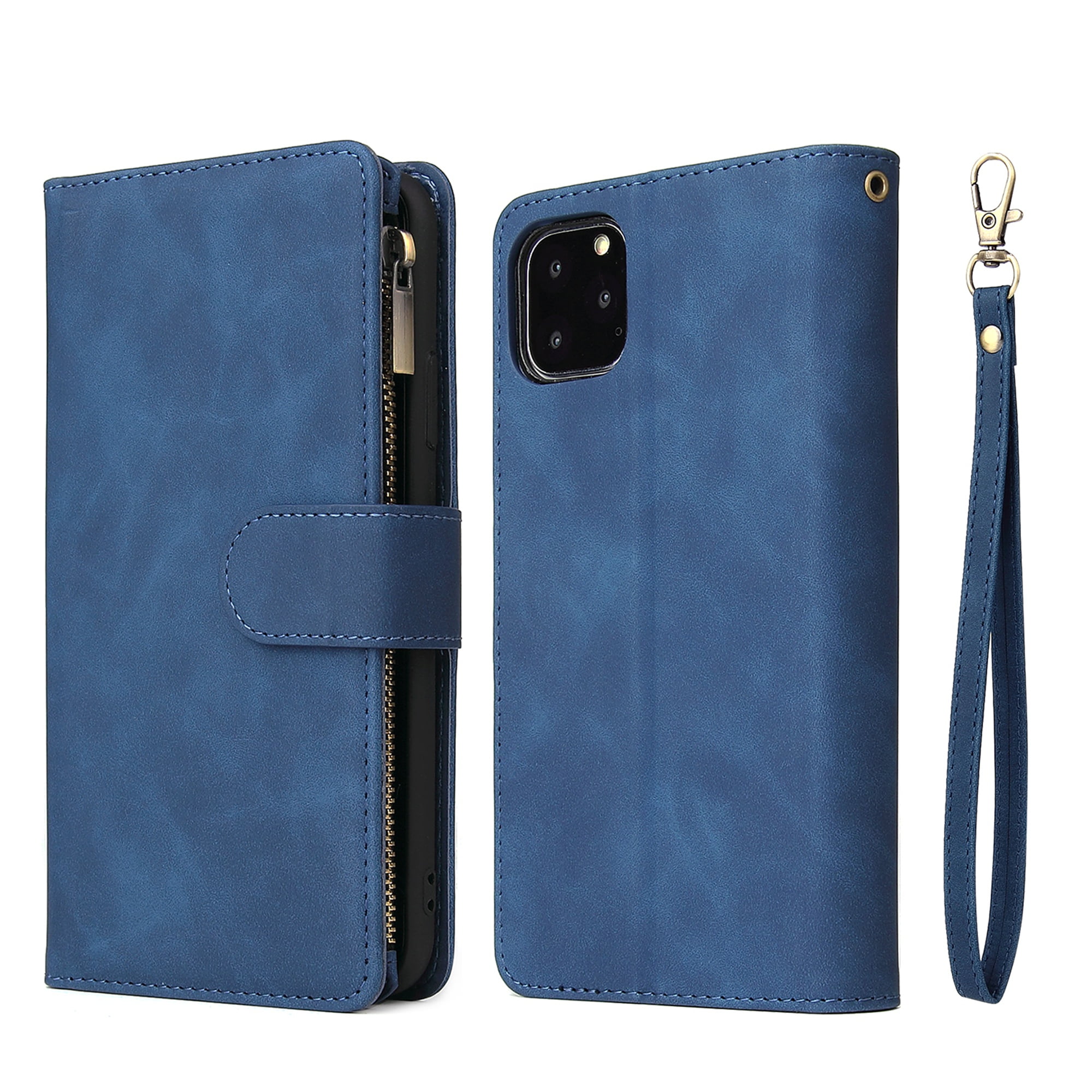 iPhone 11 Pro Max Wallet Case, Dteck Soft Leather Zipper Wallet Case Magnetic Buckle Horizontal ...
