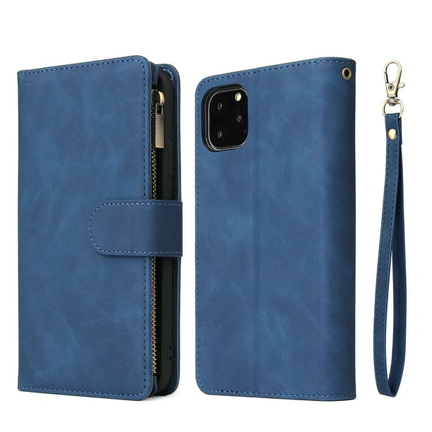 iPhone 11 Pro Max Wallet Case, Dteck Soft Leather Zipper Wallet Case