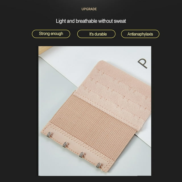 Extensions de Bretelles de Soutien-Gorge Respirantes 3 Rangées pour 4 Crochets Accessoires de Brassière Réglables Clips de Remplacement sous-Vêtements Chair Clair