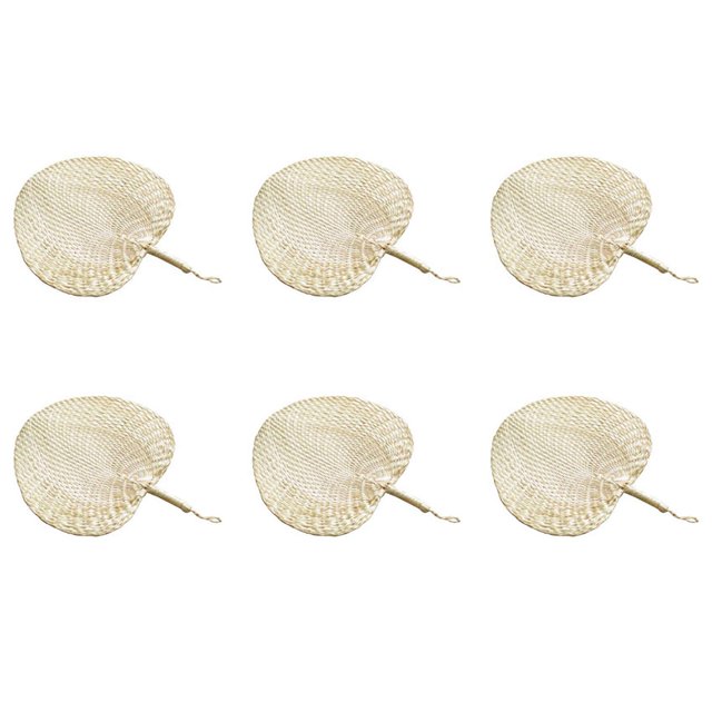 6X Ventilador Manual de Verano Ventiladores de Mano de Paja Hoja de Palma
