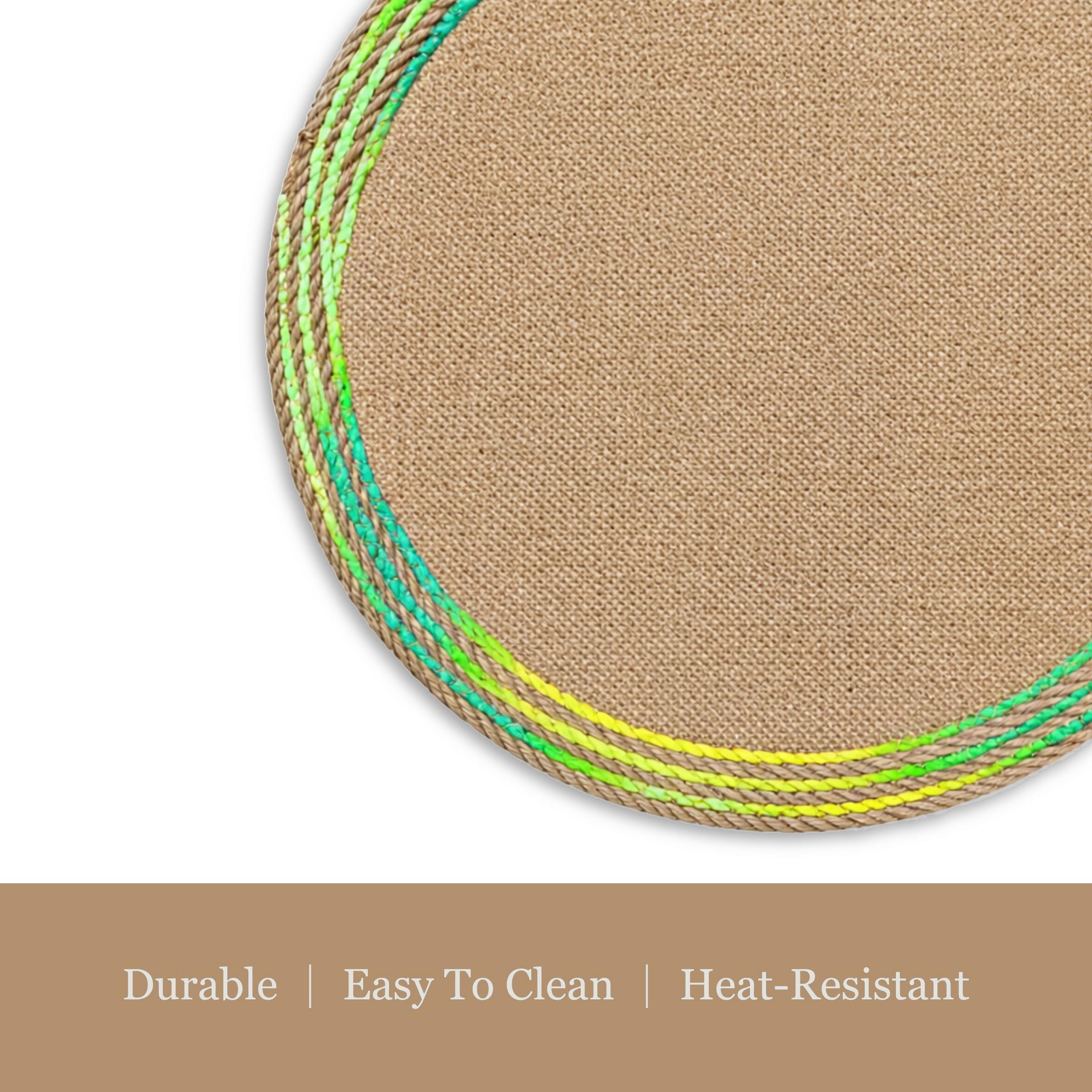 Dainty Home Set of 4 Placemats | Elegant and Durable | 15x15 in Round Woven Non-Slip Washable Place Mats | Tear-Resistant Heat | Resistant Placemats
