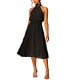 thumbnail image 4 of INSPIRE CHIC Women's Halter Neck Tie Back Summer Flowy Sleeveless Cocktail Midi Dress S Black, 4 of 6