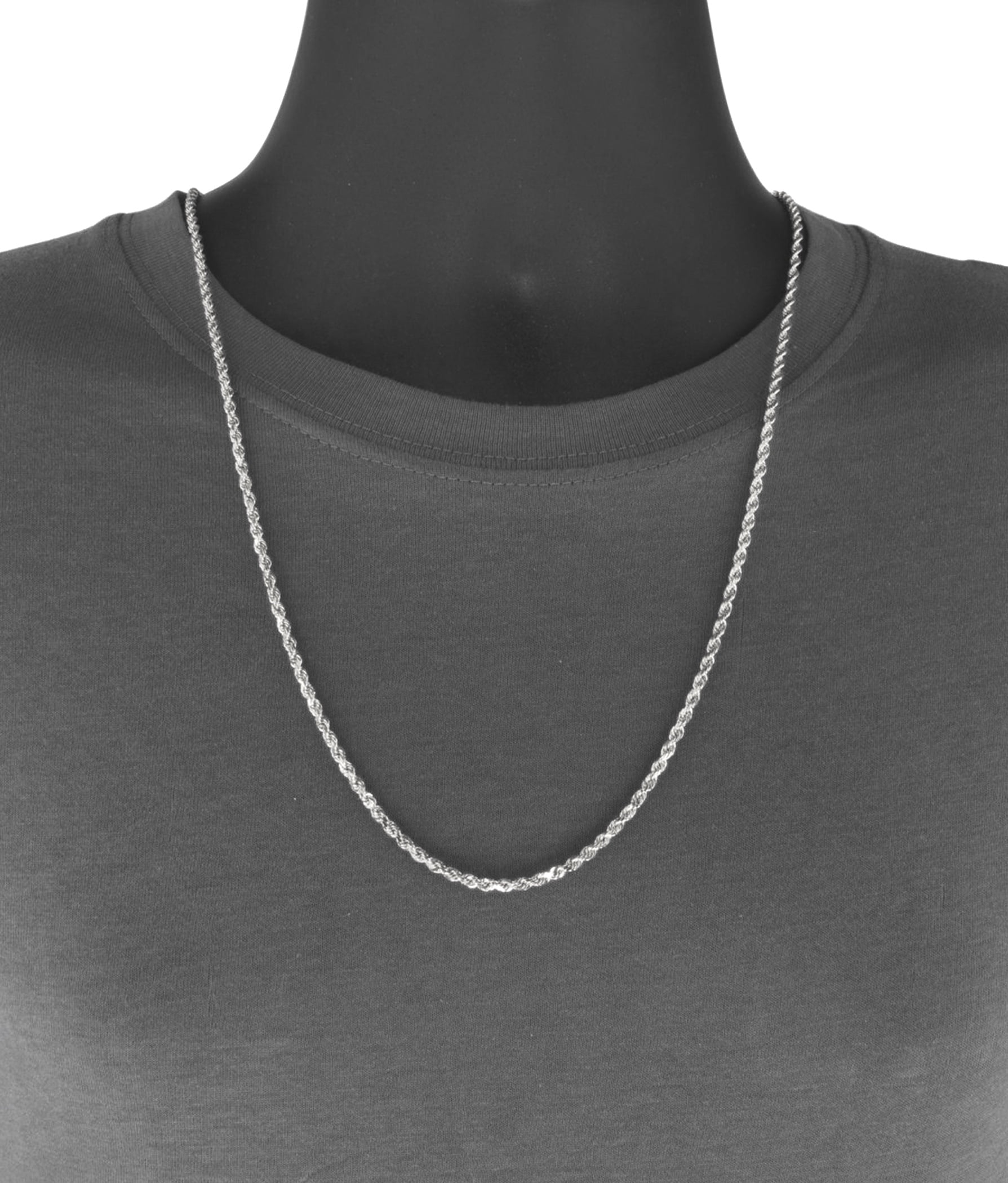 Nuragold 14k White Gold 3mm Solid Rope 
