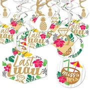 Big Dot of Happiness Last Luau - Tropical Bachelorette Party and Bridal Shower Hanging Decor - Party Decoration Swirls - Set of 40