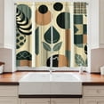 thumbnail image 2 of Ambesonne Monstera Kitchen Curtains, Mid Century Boho Abstract, 55"x39", Pale Reseda Green and Camel, 2 of 3