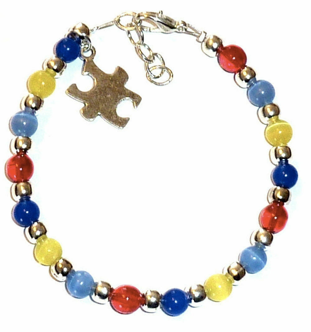 1 Autism Bracelet - Retail Autism Awareness Bracelet with Multi-Colored Heart Charm in a Gift Box