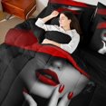 thumbnail image 4 of Homewish Boys Girls Romantic Lover Couple Twin Bedding Sets 7-Piece,Valentine's Day Bedding Comforter Set Microfiber,Black Red Breathable Sheet Sets,Super Cozy Room Decor,Reversible, 4 of 8