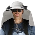 thumbnail image 3 of Solar Fan Hat, Wide Brim Solar Fan Outdoor Fishing Hat with 2 Fans Solar Power, Waterproof Outdoor Hiking Camping Fishing Hat with Neck Flap，USB Rechargeable Solar Hat Fan for Men, 3 of 6