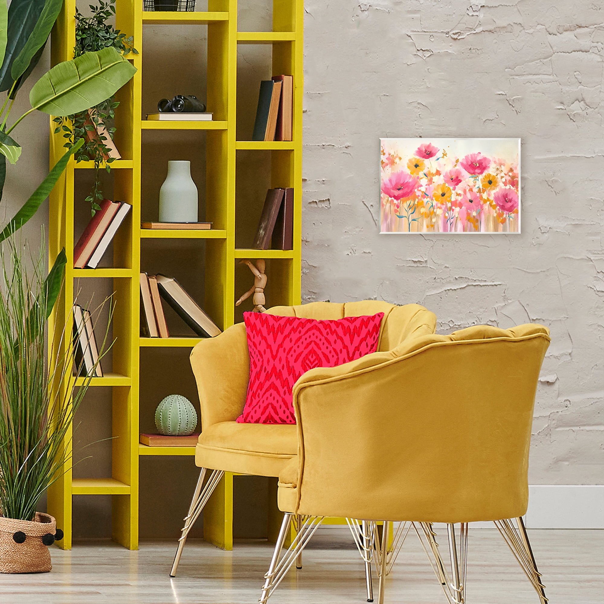 Stupell Industries Blooming Whimsy Pink & Yellow Wall Plaque Art, design by Andrea Haase