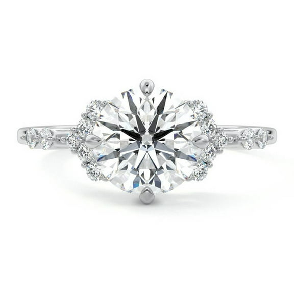 Cloud Jewel Gorgeous 1.5 Ct Round Brilliant Cut Lab Created Diamond Engagement Ring for Women - Round Cut in 14K White Gold Over Halo Ring - Perfect Gift for Proposals, Anniversary, and Birthdays