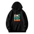 thumbnail image 1 of Men's Long Sleeve Hoodie Pullover Sweatshirt with Pockets - Colorful ' SUN SALT SAND ' Design with Palm Tree Sun & Mountain, 1 of 7