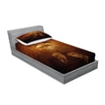 thumbnail image 2 of Ambesonne Animal Fitted Sheet & Pillow Sham Set, Hawk Eagle Face Claws, Twin, Brown, 2 of 2