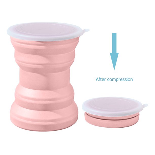 Botella de agua de silicona plegable Copa para beber al aire libre telescópica (rosa) JShteea Libre de BPA