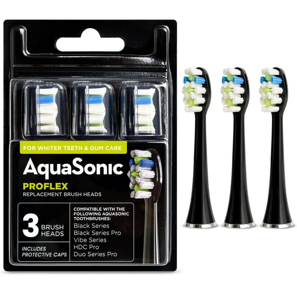 AquaSonic ProFlex Black Brush Heads - 3 Pack