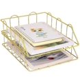 thumbnail image 1 of Letter Tray, Stackable, Copper, 2 Pieces Gold, 1 of 5