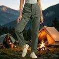 thumbnail image 5 of Inleife Women Solid Straight Leg Cargo Pants Zipper Button Closure Multi Pocket Outdoor Casual Utility Long Trousers, 5 of 6