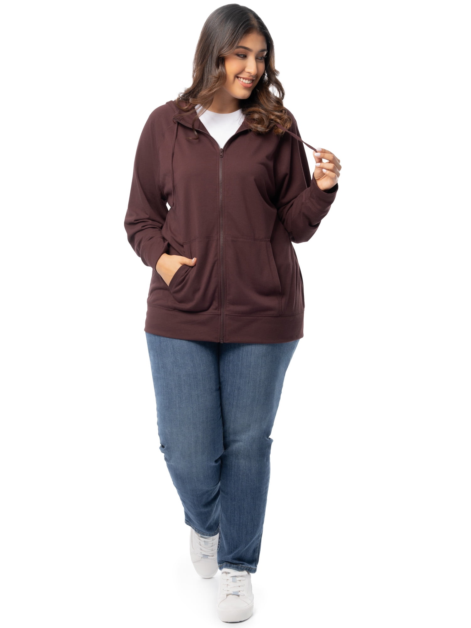 Athletic Works Women's Plus Lightweight Zip-Up Hoodie Jacket, Size 1X-5X