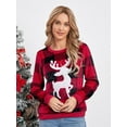 thumbnail image 5 of Musuos Matching Family Christmas Sweatshirts Long Sleeve Round Neck Reindeer Graphic Pullovers Plaid Tops, 5 of 9