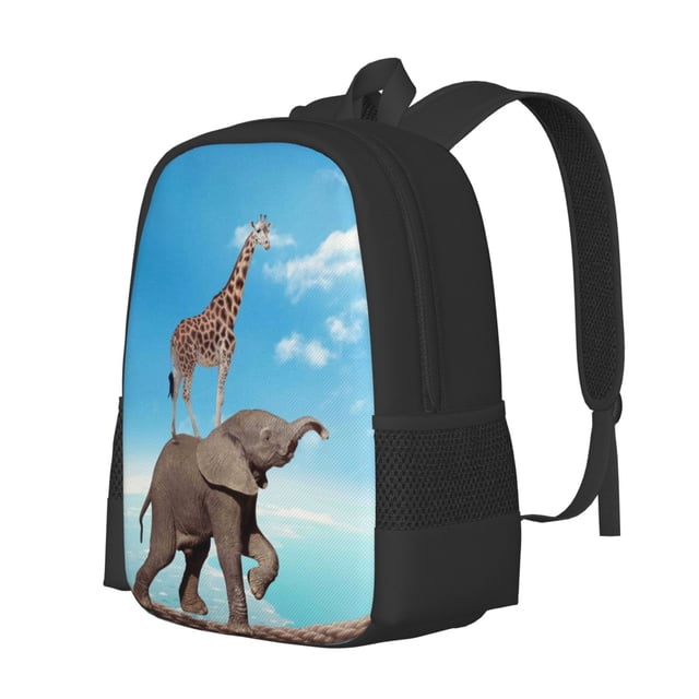 Easygdp Elephant Giraffe Mochila de Gran Capacidad Minimalista Ideal para Escuela, Viajes y Uso Diario
