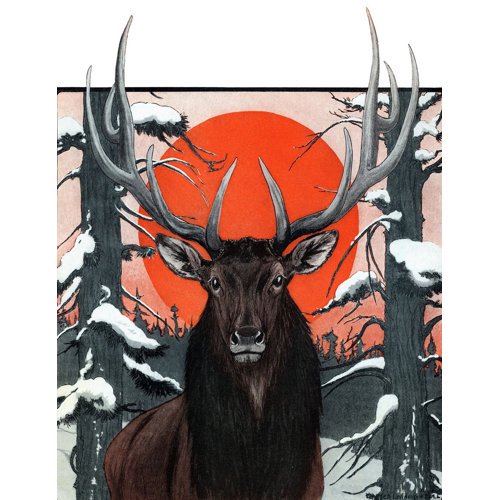 "Elk at Sunset" Painting Print on Wrapped Canvas
