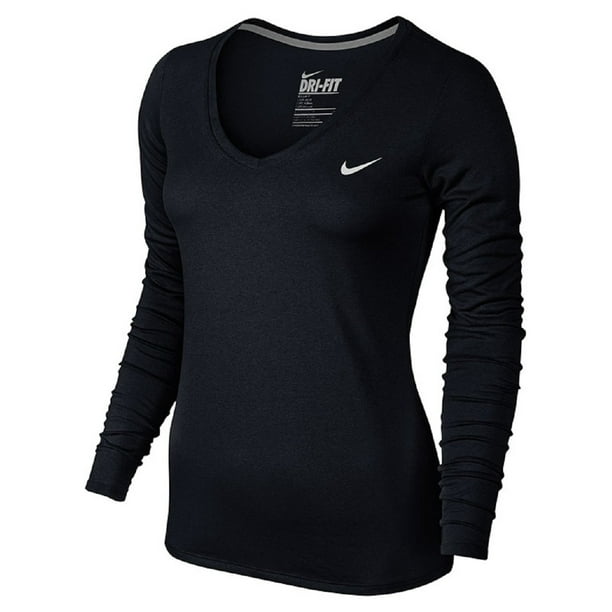 Nike - Nike Women's Dri-Fit Legend L/S V-Neck Training Shirt-Black ...