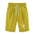thumbnail image 2 of BLTIBY Womens Shorts Summer Printed Elastic Waist Drawstring Short Pants for Casual Walking Exercise Shorts with Pockets Fashion 2025 Yellow XXL, 2 of 4