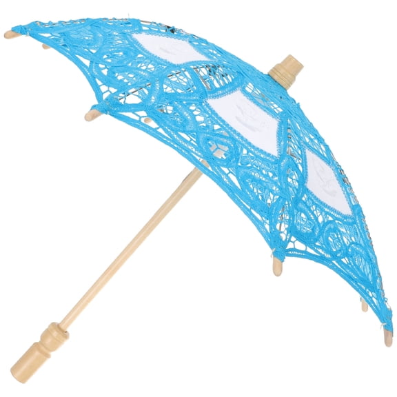 Toyvian Blue Lace Parasol Umbrella Decorative Vintage Style Wedding Photography Prop