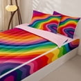 thumbnail image 3 of Castle Fairy Flat Rainbow Wave Zipper Full Size Comforter Sets with Fitted Sheet and 2 Pillowcases,Smooth Curved Striped Seamless Zipper Bedding Set,Bright Pastel,Pink Reversible,4pcs, 3 of 6