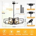 thumbnail image 5 of Modern 8-Light Geometric Chandelier, Adjustable Height Black Metal Ceiling Fixture with Gold Accents, 5 of 8