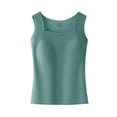 thumbnail image 5 of yeiolnoer Tank Tops with Built in Bras Square Neck Strechy Sleeveless Slim Fit Tops Camisole Workout Tops for Women, 5 of 7