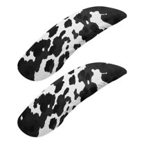 SCRAWLGOD Cow Print White Black 2 Pcs Set Comfortable Office Chair Armrest Slipcovers Anti-Dust Gaming Chair Arm Protector Scratch Resistant Chair Arm Rest Covering
