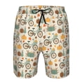 thumbnail image 3 of Honeii's Bicycle And Pumpkins Print Men's Casual Shorts with Drawstring，Swim Trunks Quick Dry Beach Shorts, 3 of 5