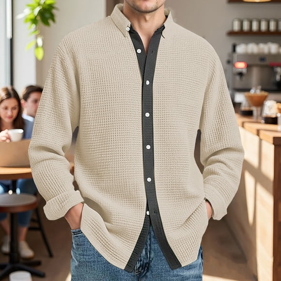 Men's Dress Shirt Classic Fit for Everyday Wear Business Casual Long Sleeve Formal Wear with Comfortable Fabric