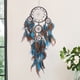 thumbnail image 4 of Tapisón de pared con atrapasueños turquesa | Colgante de Cinco Anillos de Campanilla de Viento • Plumas y Cuentas Decorativas • Arte de Bendiciones Pacíficas para dormitorio, salón, balcón, 4 of 8